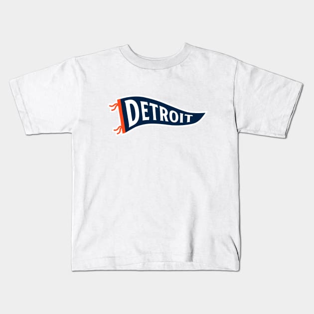 Detroit Pennant - White Kids T-Shirt by KFig21